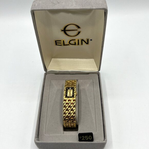 Ladies Elgin Goldtone Watch Diamond Quartz Vintage 1990s Works EM724 main image 5